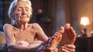 Glamorous Big Wrinkled Feet Oiled up - Oil Dripping From Toes Sensual Massage