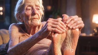 Glamorous Big Wrinkled Feet Oiled up - Oil Dripping From Toes Sensual Massage