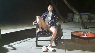 Big breasts MILF risky outdoor masturbation.