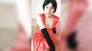 Red Dressed White Feminine Sissy