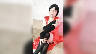 Red Dressed White Feminine Sissy