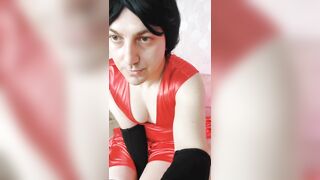 Red Dressed White Feminine Sissy