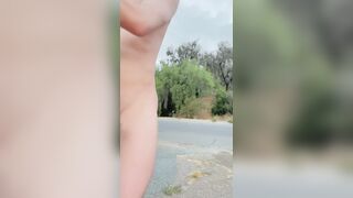 PUBLIC WANG FLASH ADVENTURE! ??? Biker and Drivers passing by looking at my big dick! Flashing.