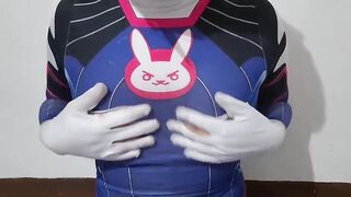 Feminized Big Bazookas Trans in Dva Cosplay Bizarre Lactation and Growing her Puffy Nipples with Vacuum Milking Machine