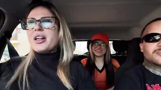 I found a cashier at the bus stop and asked her to be a porn actress! We started making out right there in public, kissing and sucking each other's mouths, and then we screwed in the car.