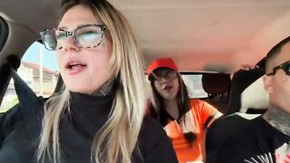 I found a cashier at the bus stop and asked her to be a porn actress! We started making out right there in public, kissing and sucking each other's mouths, and then we screwed in the car.