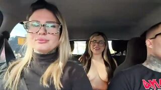 I found a cashier at the bus stop and asked her to be a porn actress! We started making out right there in public, kissing and sucking each other's mouths, and then we screwed in the car.
