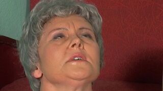 Granny rolls her eyes 'because a big knob is stuck in her ass