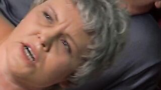 Granny rolls her eyes 'because a big knob is stuck in her ass