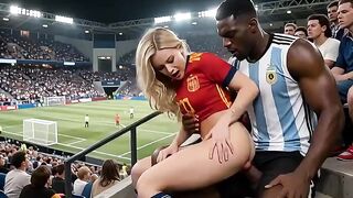 WOW Hot! (( " ARGENTINA screw SPAIN " )) Final World Cup... in Public! Who wins? Answer in the comments! "Interracial"(IA)