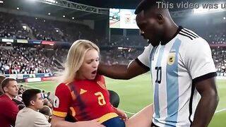 WOW Hot! (( " ARGENTINA screw SPAIN " )) Final World Cup... in Public! Who wins? Answer in the comments! "Interracial"(IA)