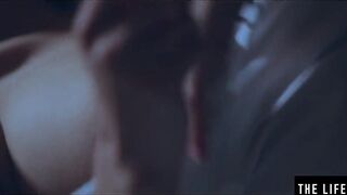 Rubbing her huge bazookas as she bangs herself with a pencil