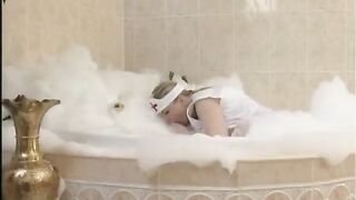 Busty milf gets banged in the washroom while nursing