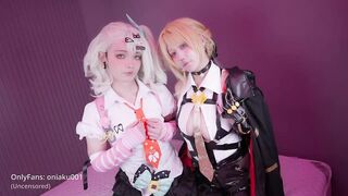 【ZZZ】Cute big boobs hotty Aku and Aroma cosplay Evelyn & Sunna blow job and pegging