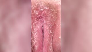 Open wide vagina and butt close-up after sex
