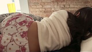 Sharing Daybed with Step Sister I Screaming STOP! But Step Sis Keep Riding On Me and I Cum Inside!!