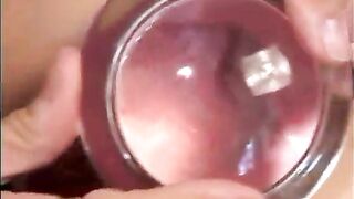Blond with huge boobs uses enormous dildos in the one and the other holes then screws