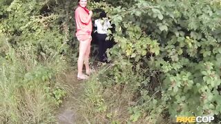 FULL MOVIE SCENE - two Cops find Big Tits Dogging in the Woods - Fake Cop