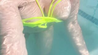 Sexy Italian MILF Artemisia Love Flashing her soaked big boobs underwater in Public Full OF