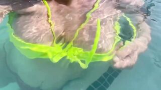 Sexy Italian MILF Artemisia Love Flashing her soaked big boobs underwater in Public Full OF
