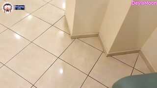 Cummed on her ass in a public restroom. Risky public sex with a stranger.