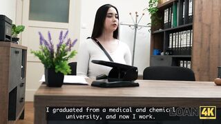 LOAN4K. A Young Student beauty Tempted a Loan officer with her Big Natural Titties
