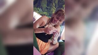 Teasing friend and John's online rolling a blunt topless