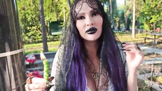 Gothic Witch Wanders the Cemetery, Performs Black Magic Rituals, and Makes YOU to Worship Her and Satan.