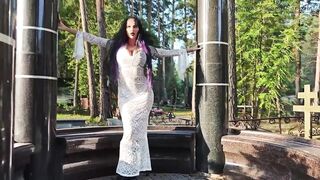 Gothic Witch Wanders the Cemetery, Performs Black Magic Rituals, and Makes YOU to Worship Her and Satan.