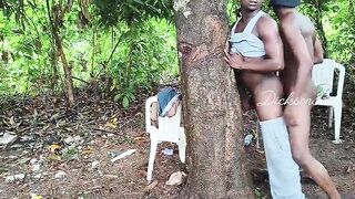 Screw ebony Lagos queen below a mango tree doggy