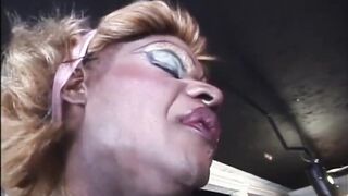 Big black trans woman jock in white chap