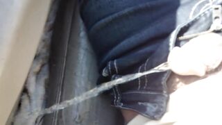 Running late for a meeting with a full bladder, I desperately soak the inside of the car with urinate whilst trying not to get urinate on my jeans