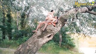CHICASLOCA - Francesca Di Caprio Busty Russian Brunette Hot Interracial Sex in the Woods