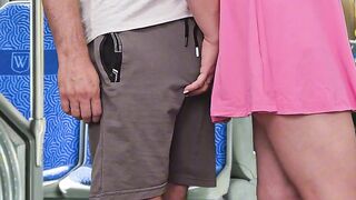 HOT and Risky in the same time. He CUMS Hard on angel's costume in public transport! Indecent Stranger's Fantasy