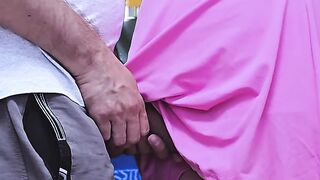 HOT and Risky in the same time. He CUMS Hard on angel's costume in public transport! Indecent Stranger's Fantasy