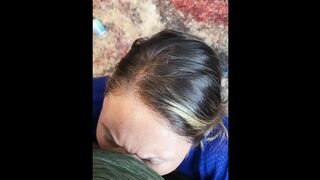 She rides a sex-toy then sticks his dick in her mouth until this chab cums