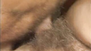 Lascivious granny gets curly twat drilled and big melons jizzed on