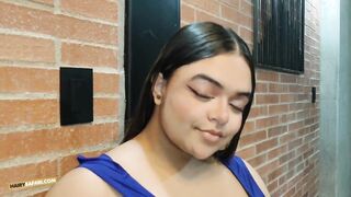Hairy Celeste in her blue dress