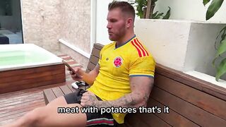 Rough Anal-Slutty delivery cutie ends up with her booty torn to shreds and leaking with cum from a French chap's massive jock.