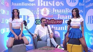 Squirter Camila & Andrea, the kinkiest Latina step-sisters, cum hard with the fuck machine on full power at JuanBustosPodcast!