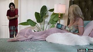 Busty golden-haired cougar stepmom screwed hard by her stepsons fellow