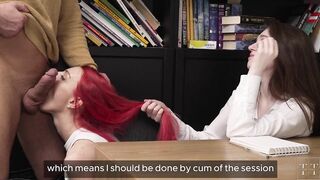 She licks my snatch while I'm talking to a patient