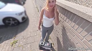 Nice-looking Stranger Plays a Game and Gets Fucked in Public