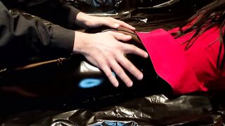 Fuck My Tight Pussy in Ripped Leather Wetlook Leggings