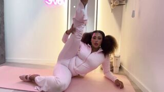 21yo taut ebony girl tries indoor yoga for the first time