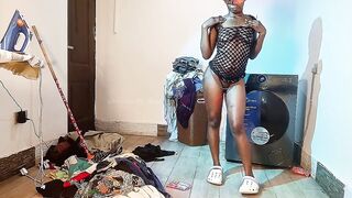 Ironing for your husband whilst he watches me...my madam is out!