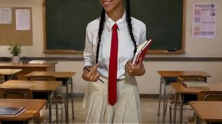 My beloved student, after class, is trained to take anything in her butt.