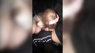 Public sex in the car! They fuck a busty schoolgirl in the car while she's still in her uniform after picking her up from school!