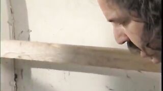 Cute golden-haired loves sucking white male's cock in the back of a van