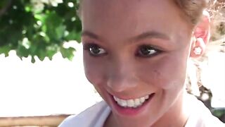 Lesbians cunt licking vintage vibrator playing in the garden